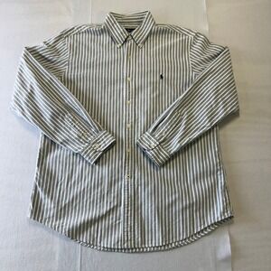 Ralph Lauren Striped Button Down Shirt Mens XL Gray White Classic Fit